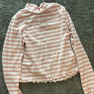 Long sleeve heart cut out shirt